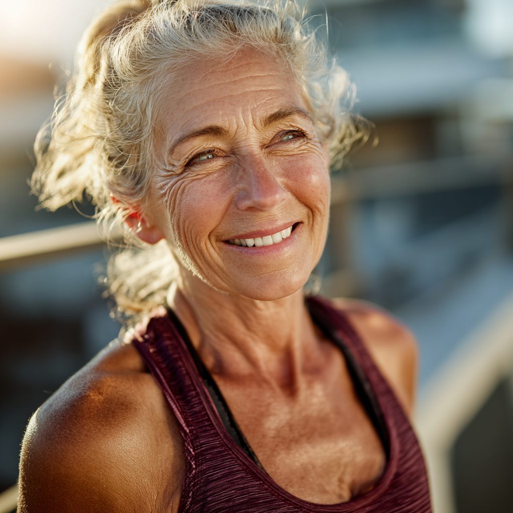 Healthy elderly European man performing strength exercises in modern gym environment with professional equipment